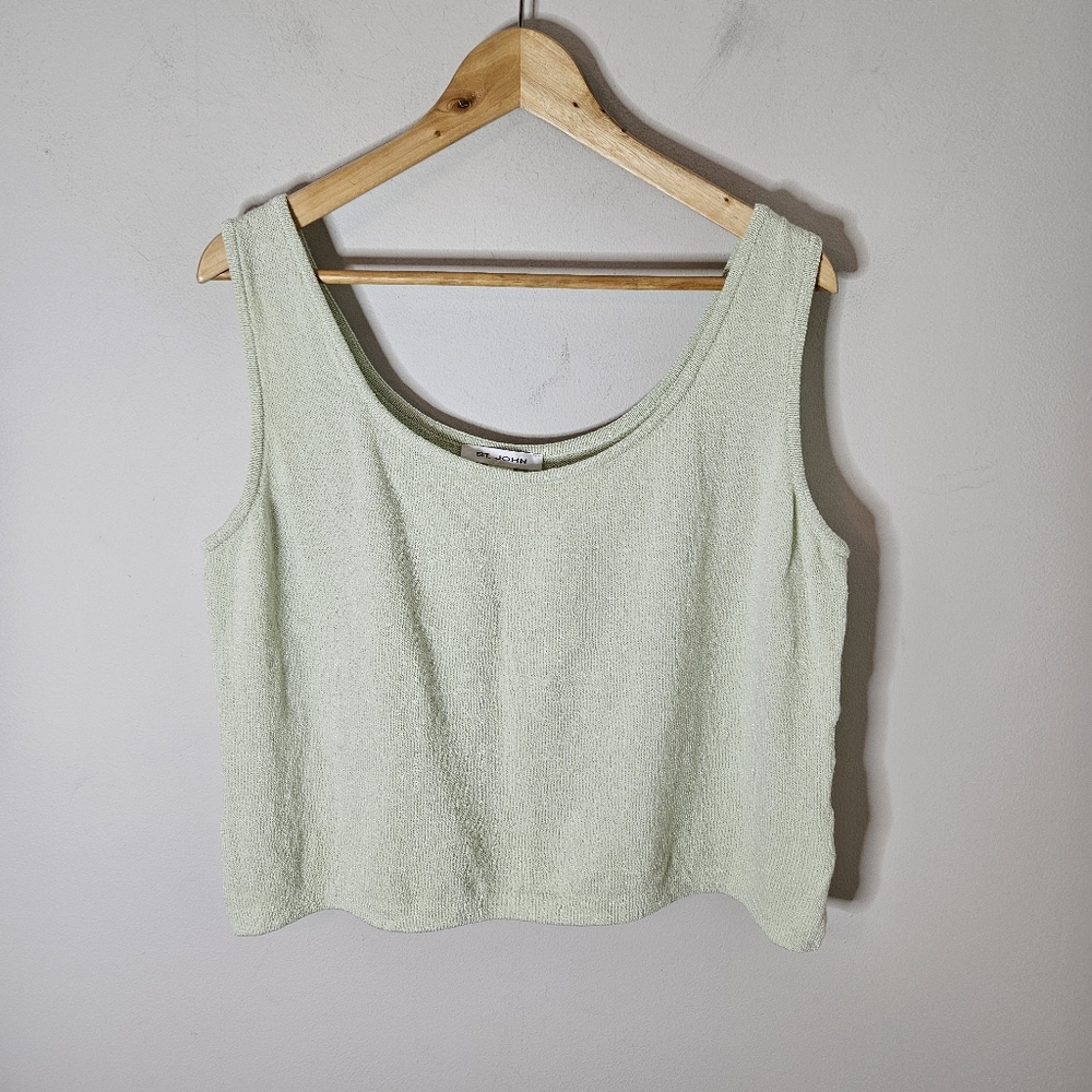 St. John Santana Knit Tank Top Light Green Sleeveless Women's L Large